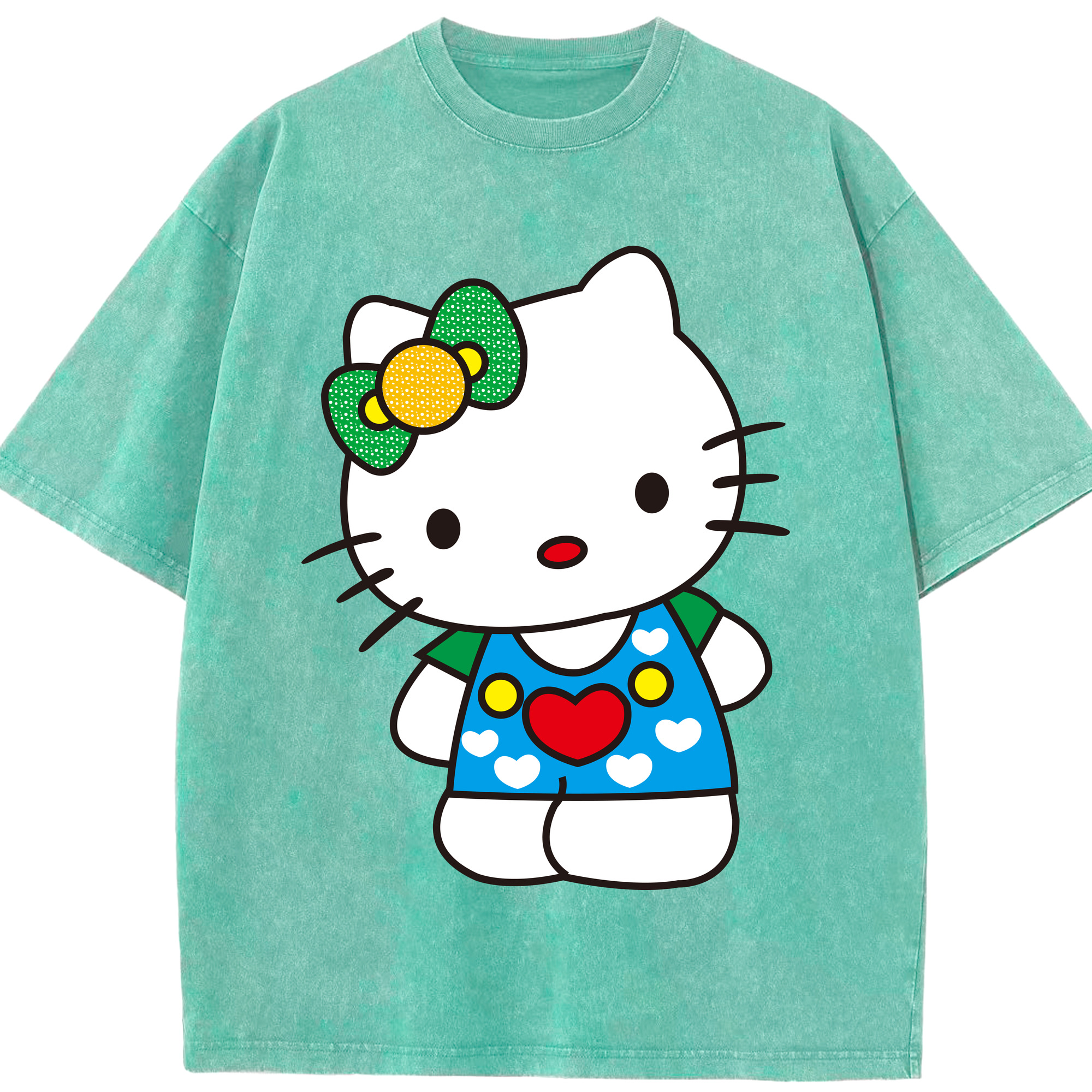 （画像用） Hello Kitty ハローキティ 綿100% ヴィンテージ風 半袖Tシャツ（フロントプリント）